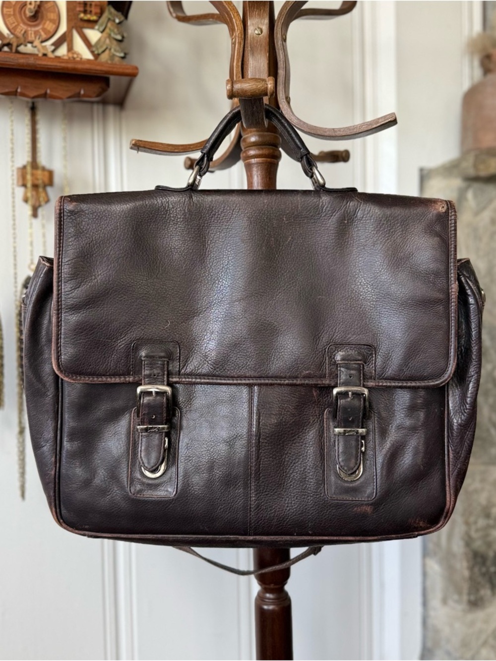 Vintage Lodis Men’s Brown Leather Laptop Briefcase Bag